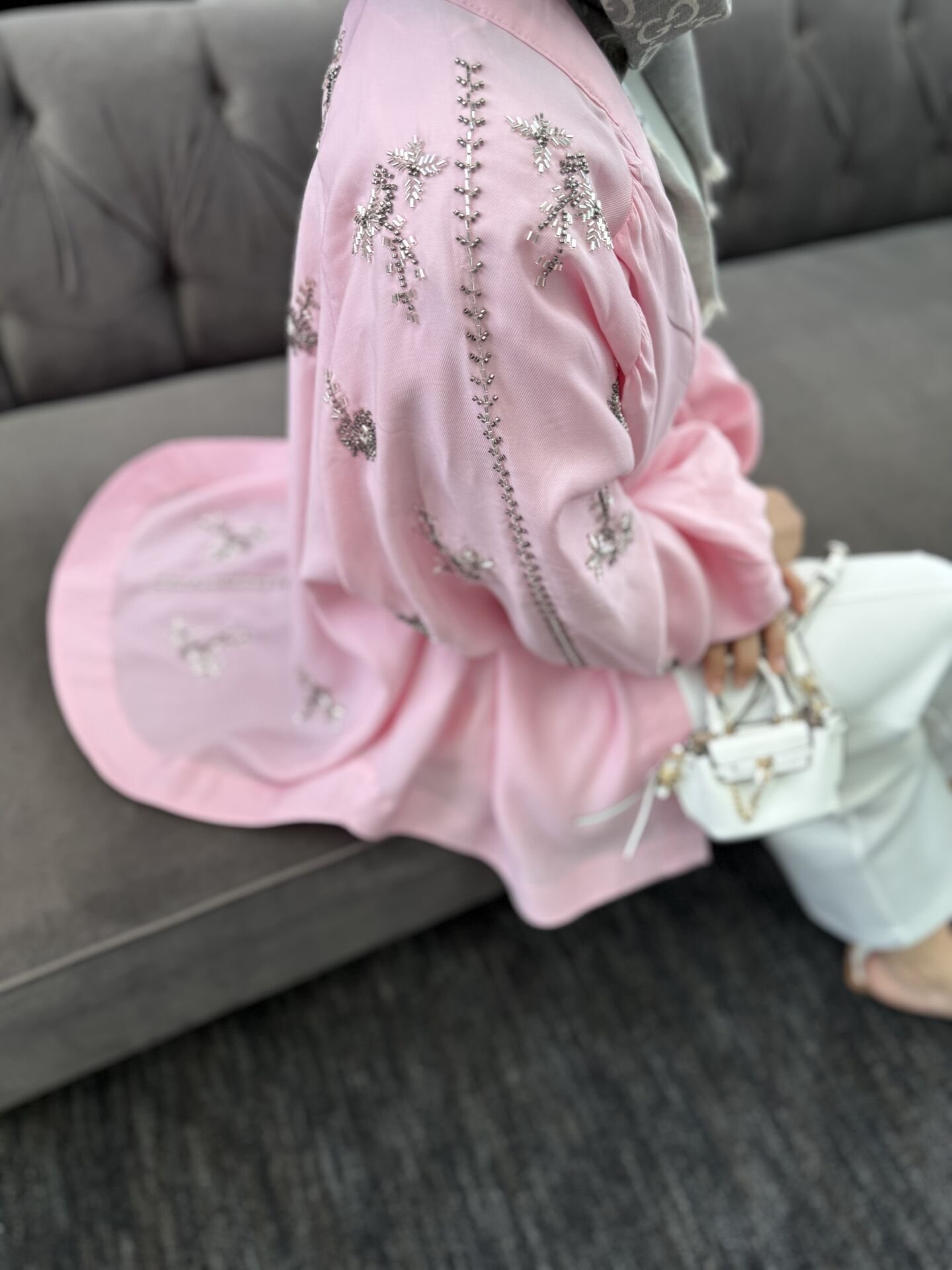 İşlemeli kimono pembe