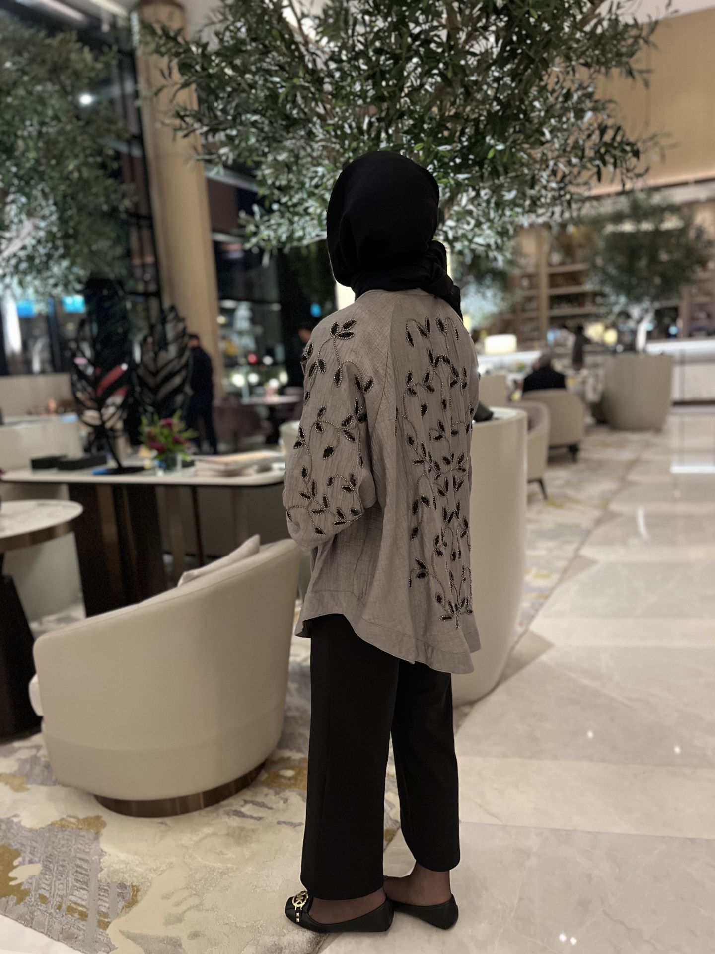 Lerry İşlemeli Kimono Gri