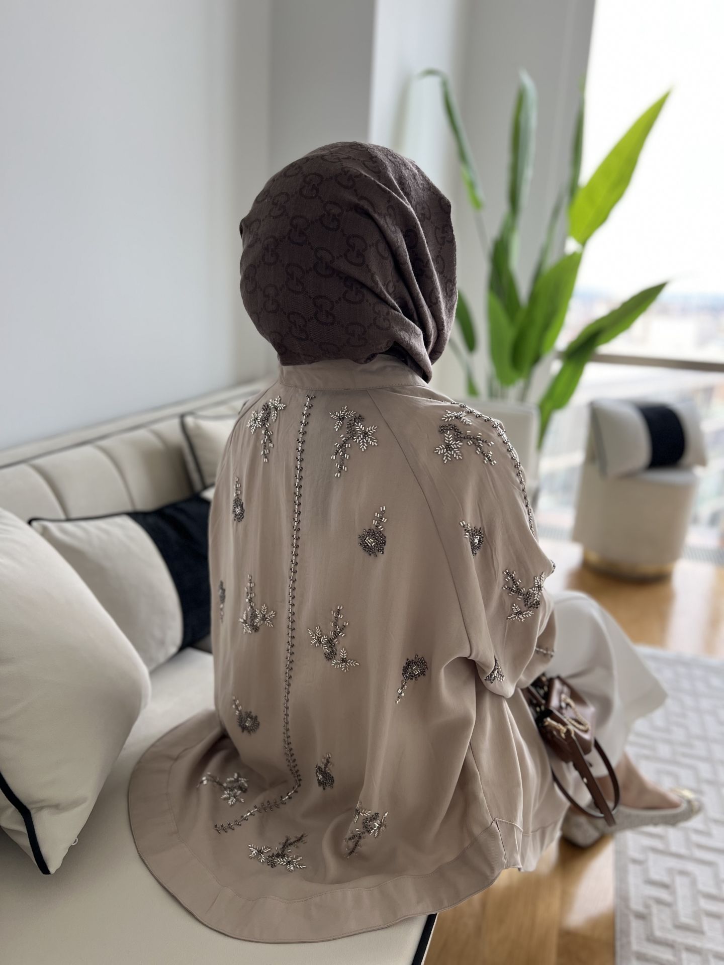 İşlemeli Tasarım Kimono BEJ