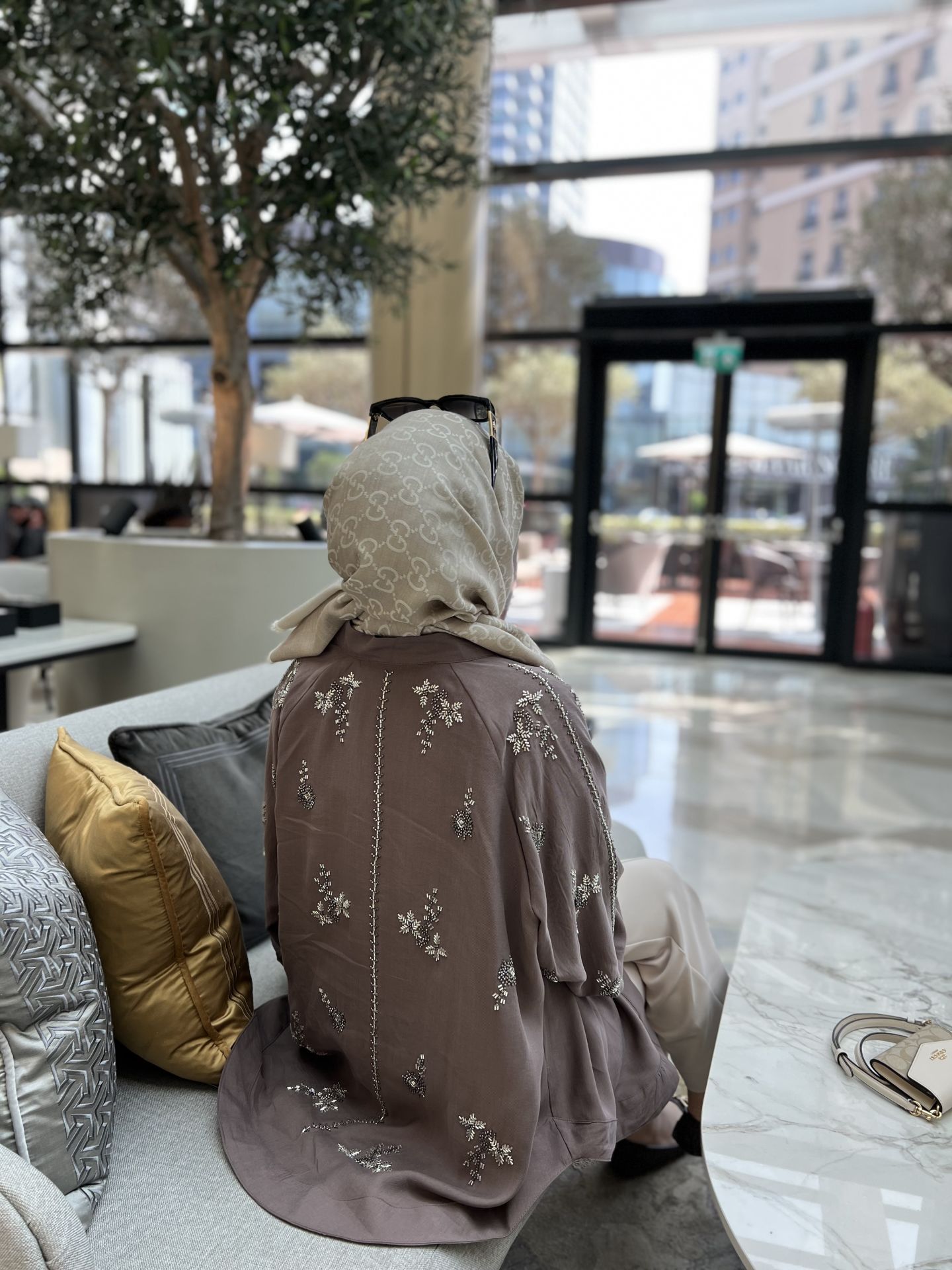 İşlemeli Kimono Kahverengi