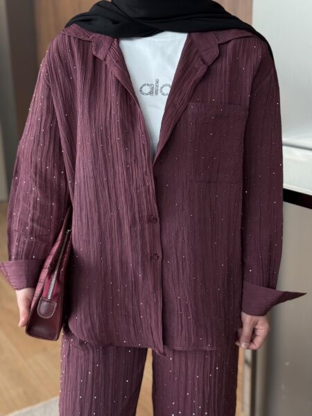 Işıltılı takım BORDO