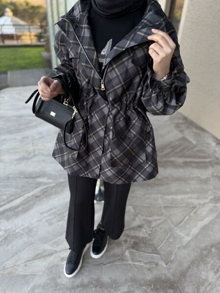 Ekose Belden Büzgülü Kap