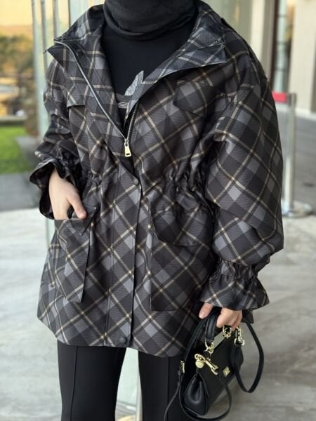 Ekose Belden Büzgülü Kap