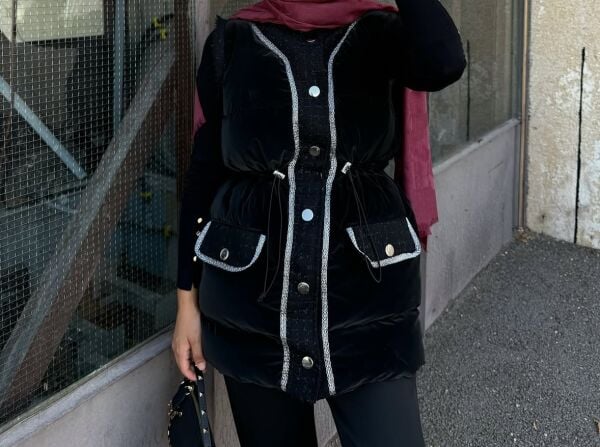 Belden oturtmalı şişme yelek siyah