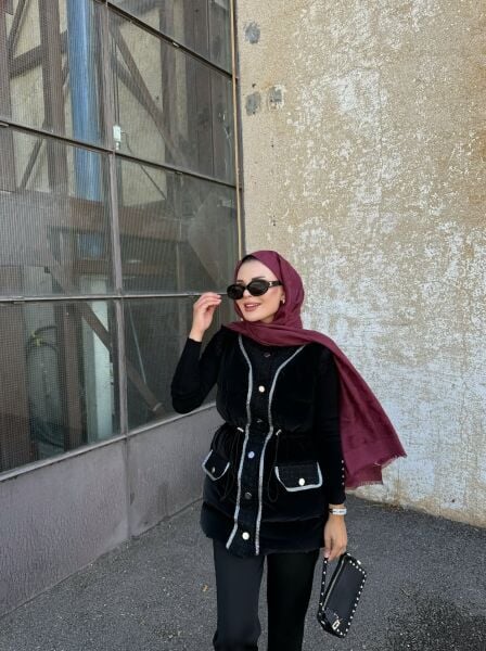 Belden oturtmalı şişme yelek siyah