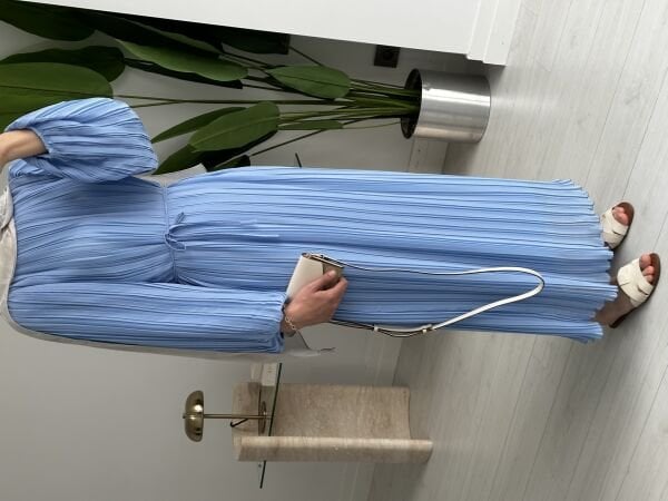 Piliseli Elbise Mavi