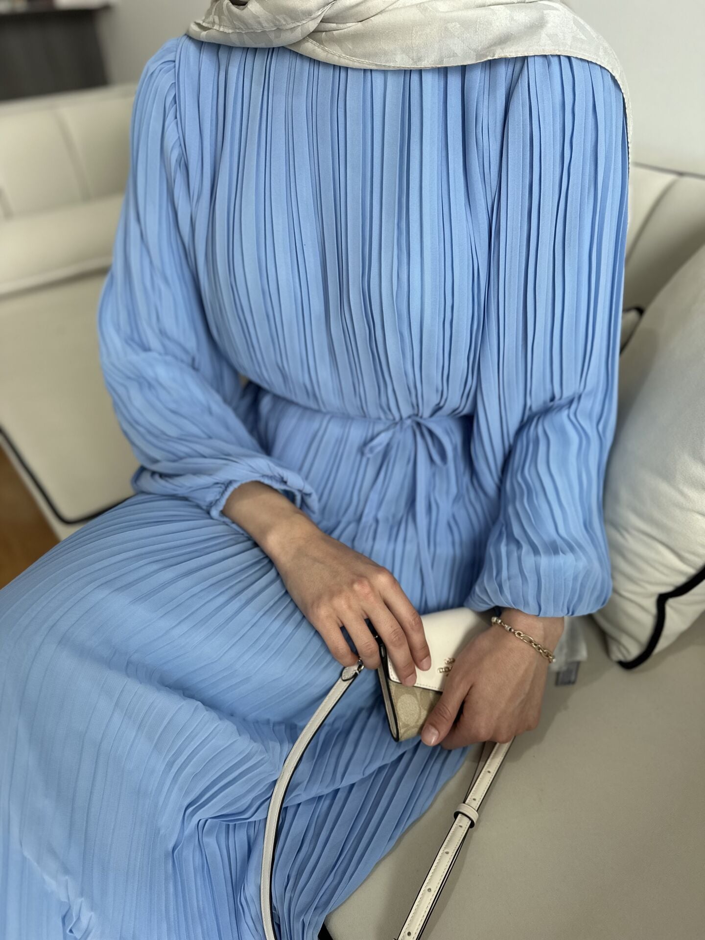 Piliseli Elbise Mavi