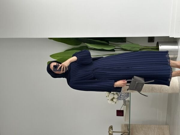 Piliseli elbise lacivert