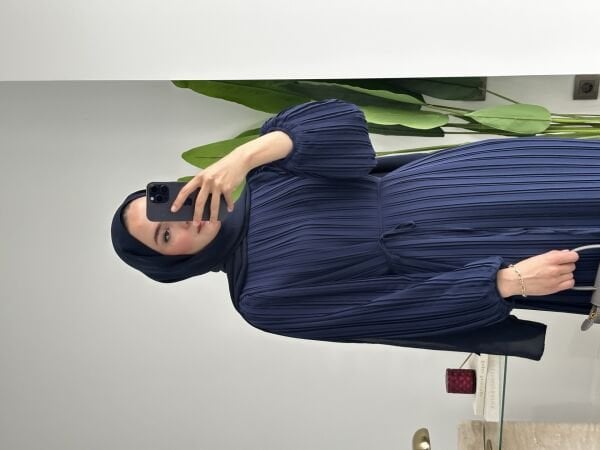 Piliseli elbise lacivert