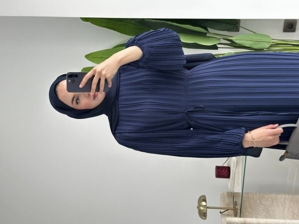 Piliseli elbise lacivert