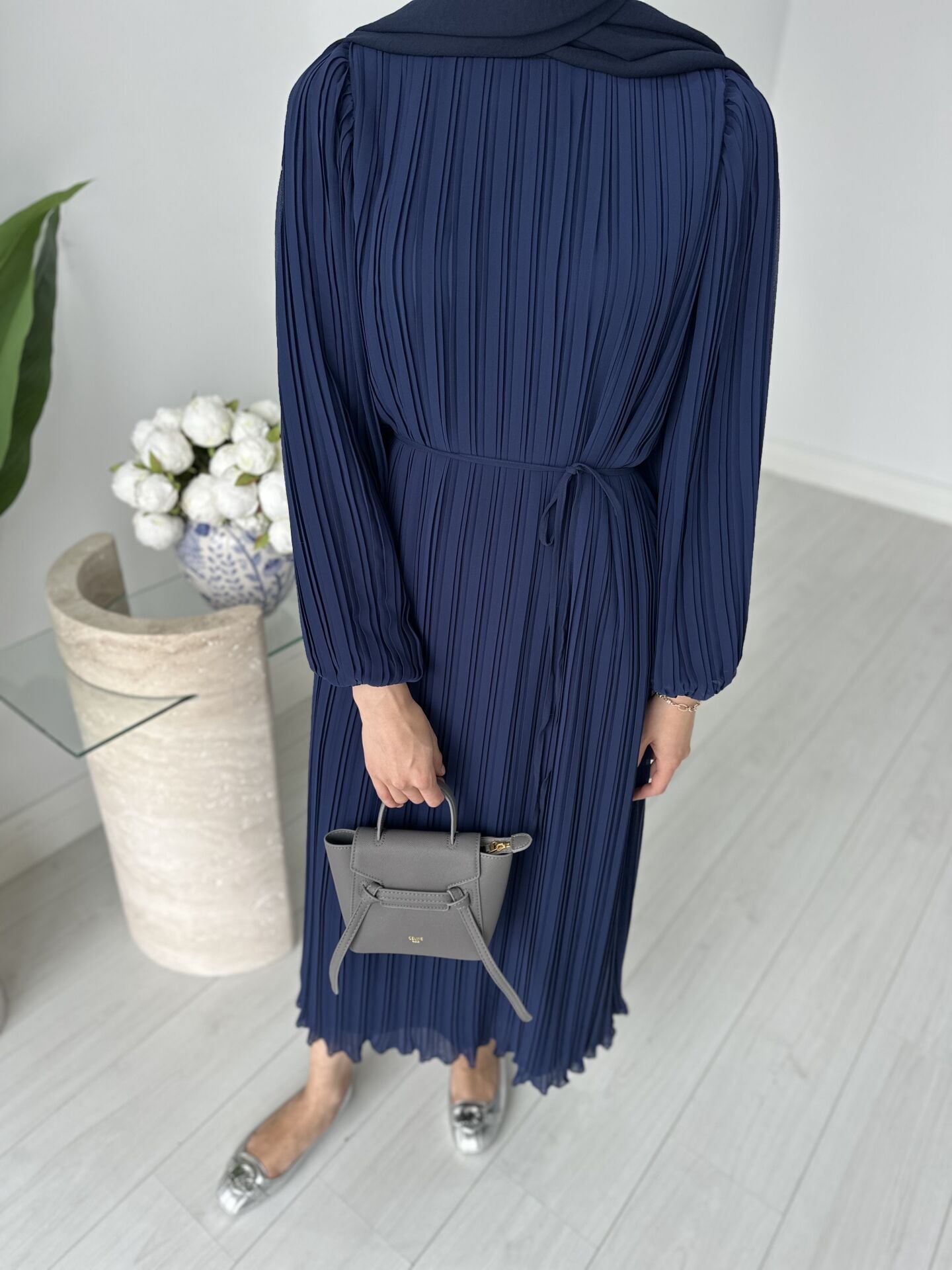 Piliseli elbise lacivert