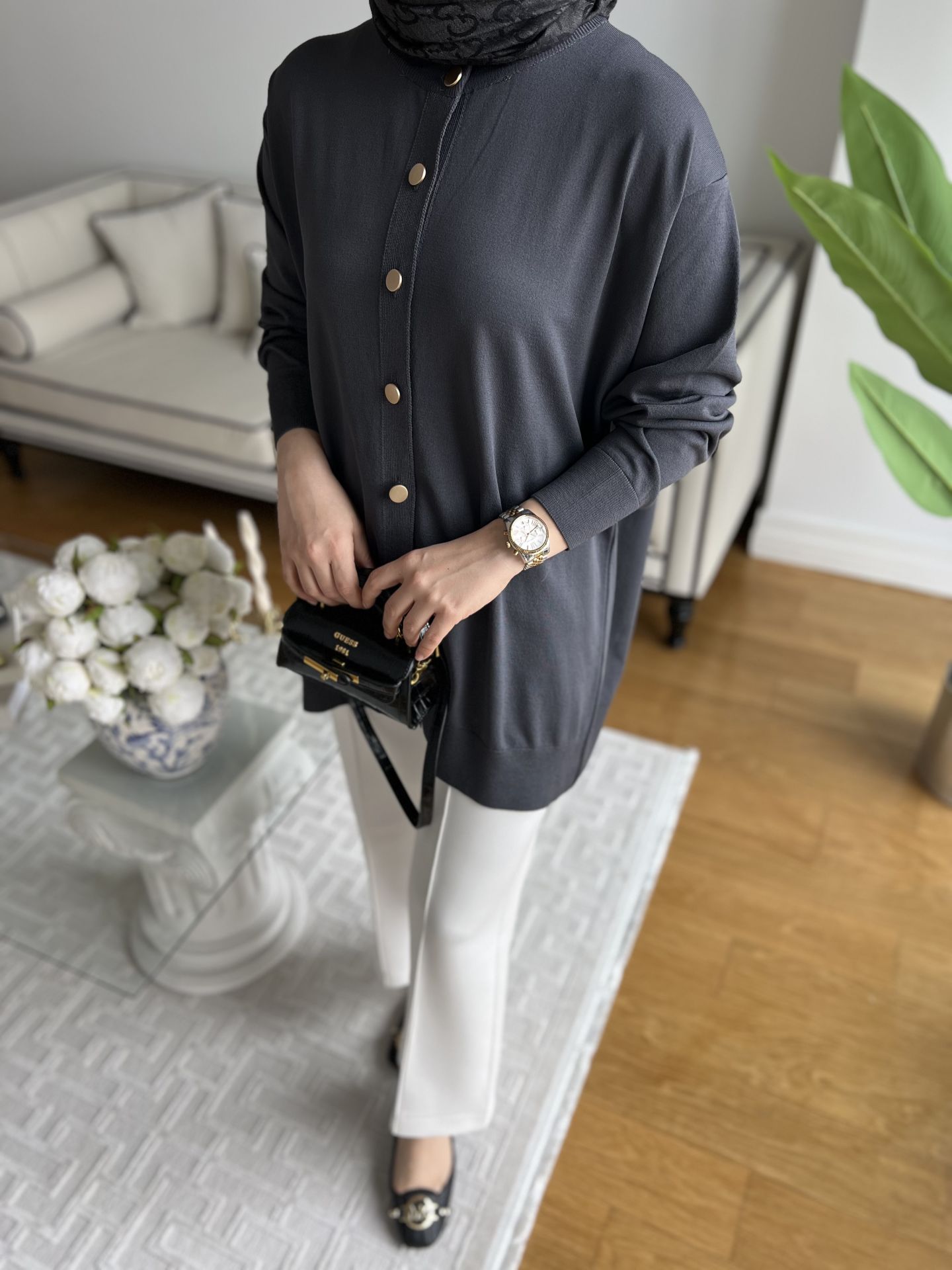 Merserize Hırka Antrasit