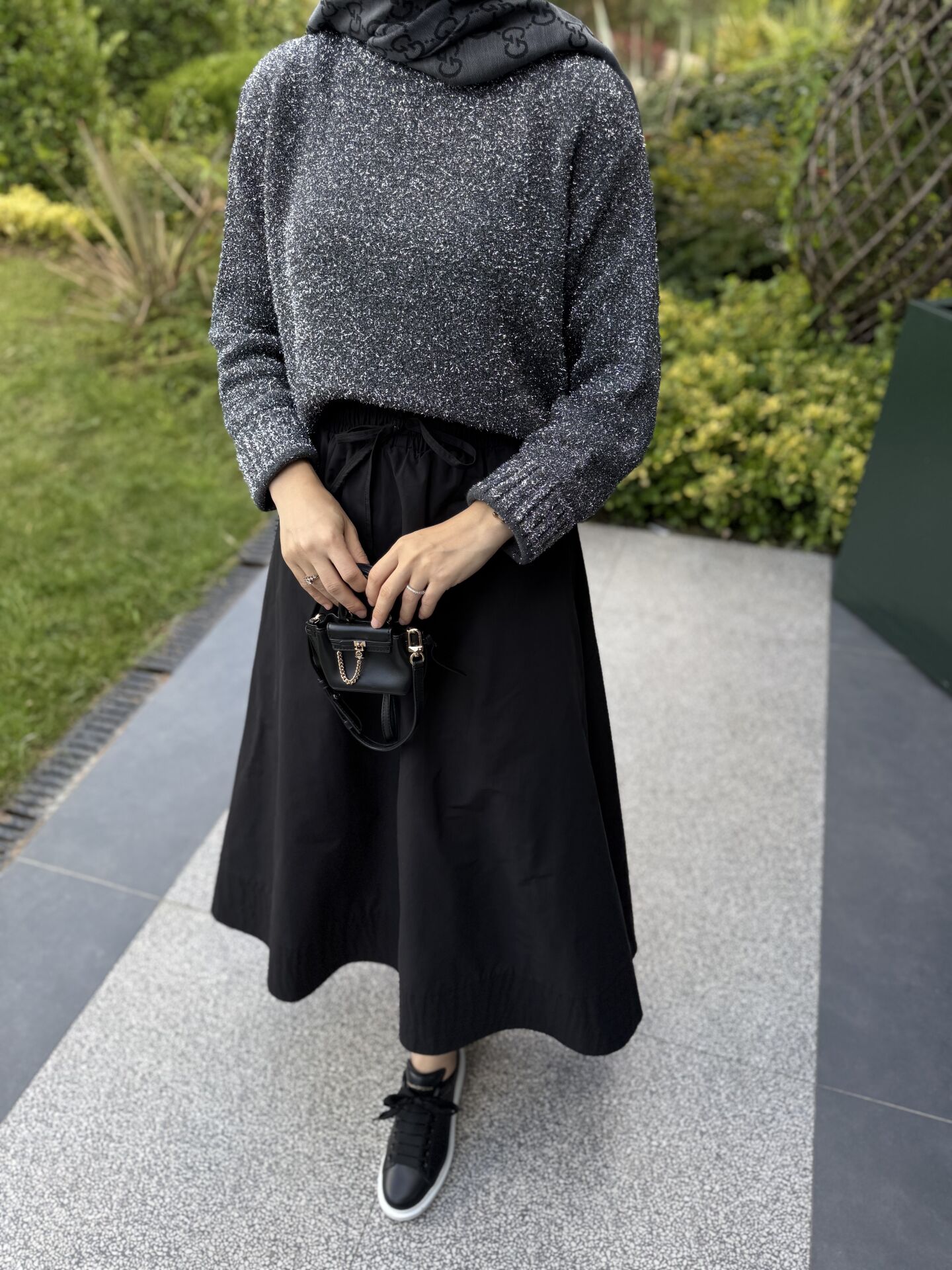 Simli Gümüş Kısa Kazak