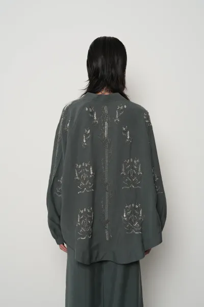 Yeni işlemeli kimono petrol