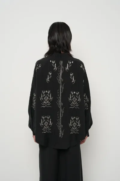 Yeni işlemeli kimono siyah