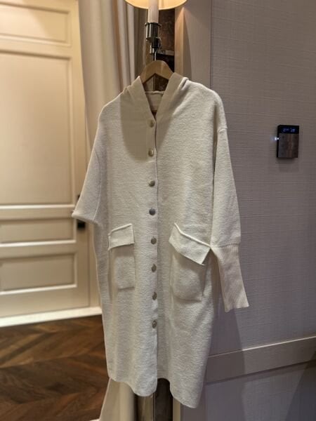 Angora Kolu Triko Detaylı Hırka KREM