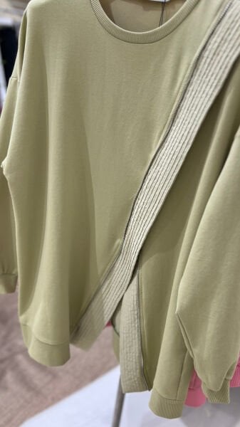 Fermuar detaylı Sweatshirt yeşil