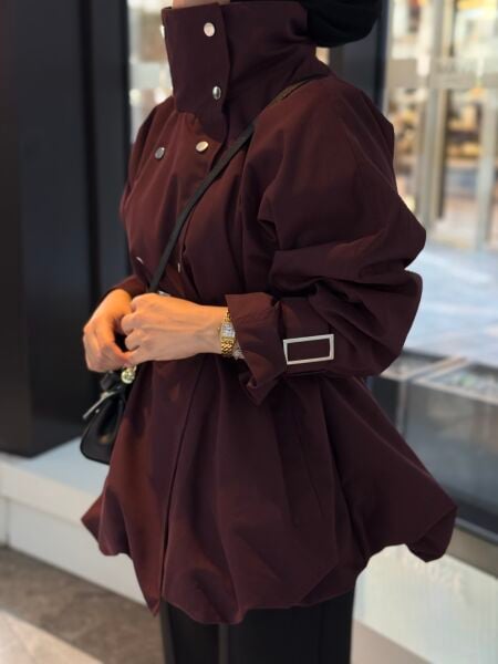 Volanlı Trenç Bordo