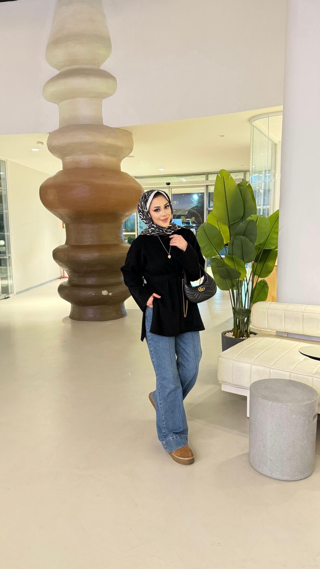 Angora kemerli kazak siyah