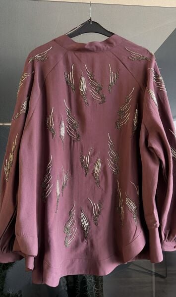 İşlemeli Kimono Mürdüm