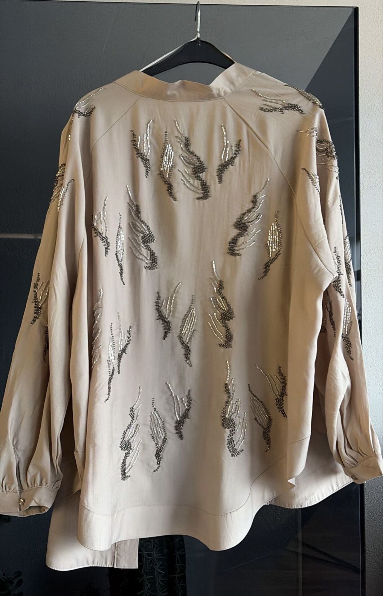 İşlemeli kimono bej