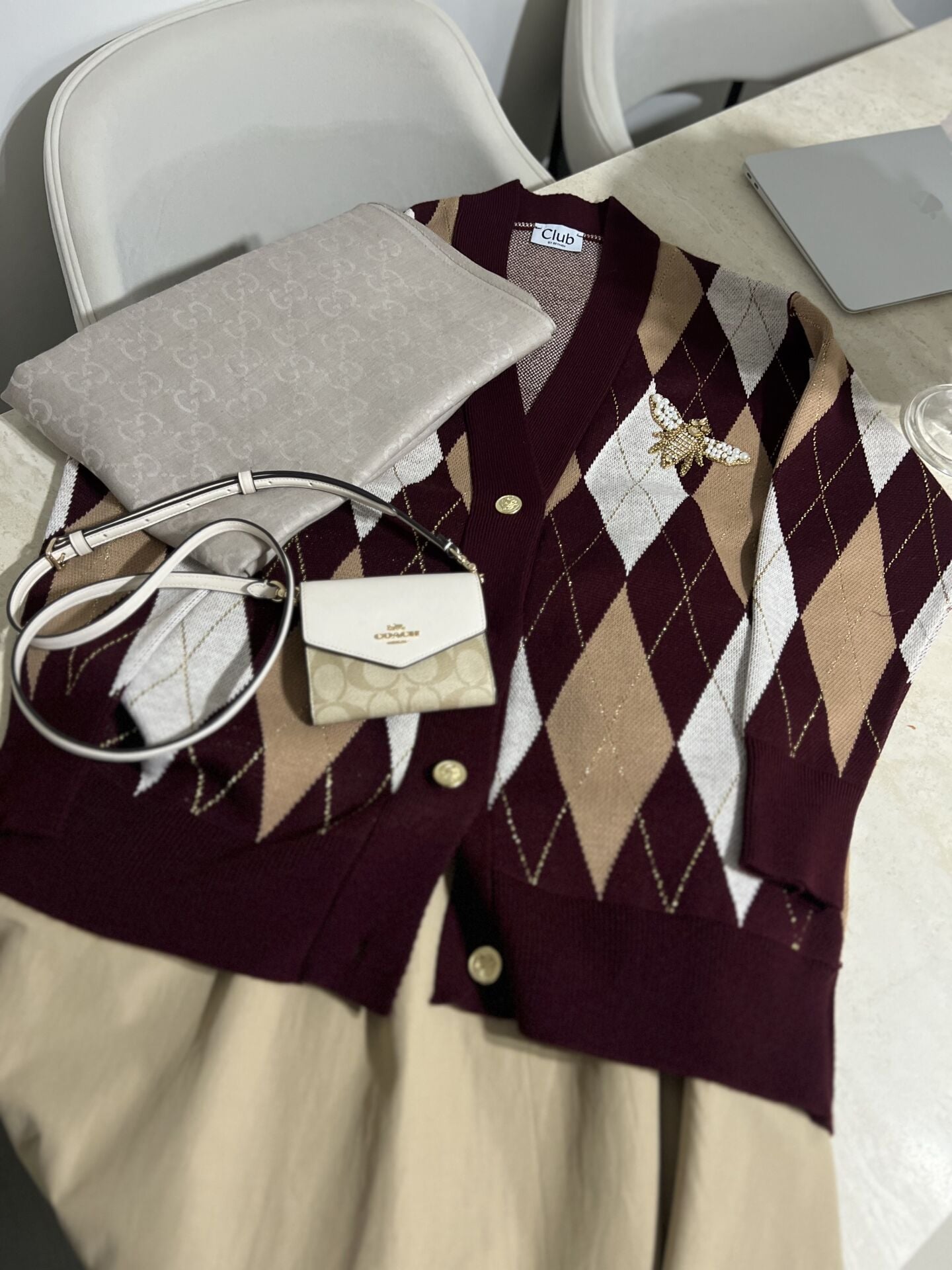 Bym baklava desenli hırka bordo