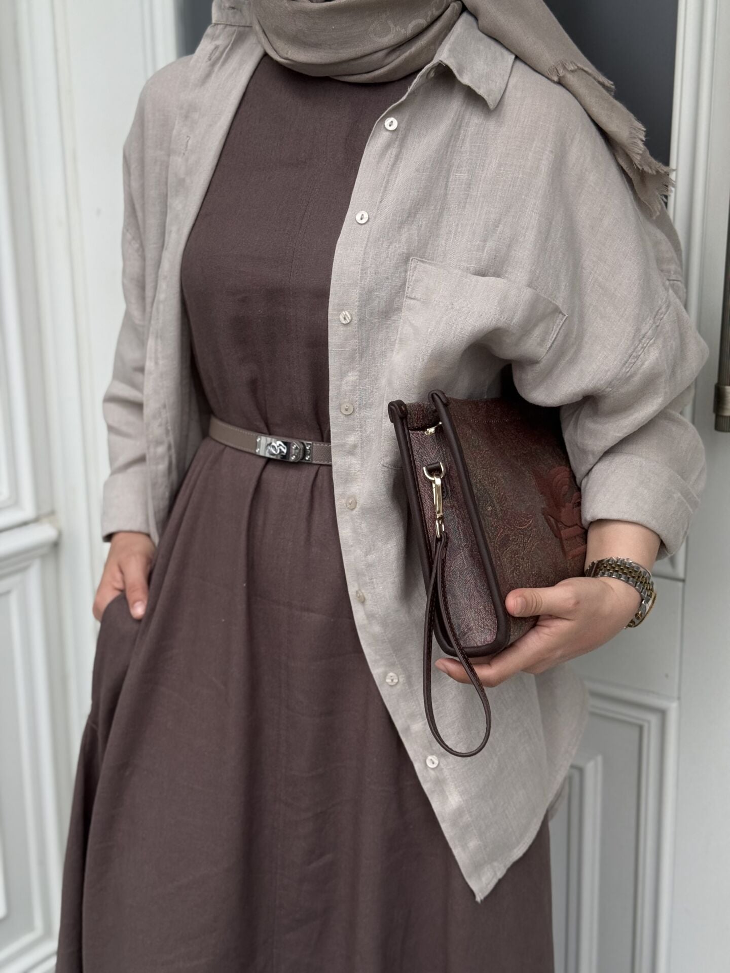 Keten Gömlek Taş Rengi