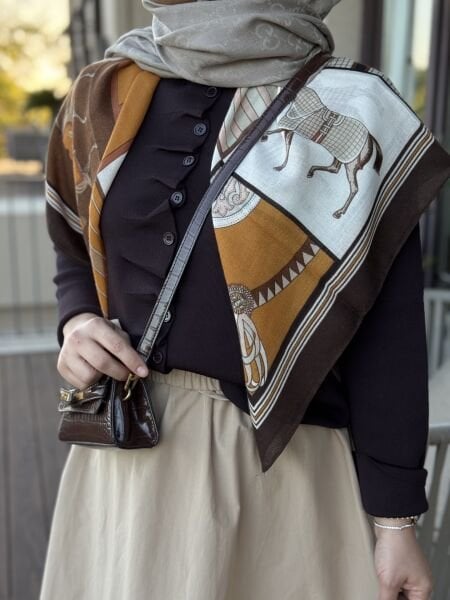 Önü Büzgü DETAYLI HIRKA KAHVE