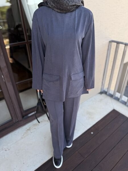 Oysh Cep Detaylı Antrasit Takım