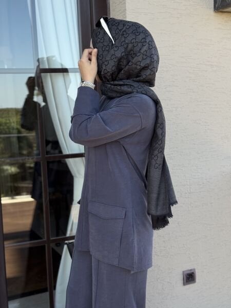 Oysh Cep Detaylı Antrasit Takım