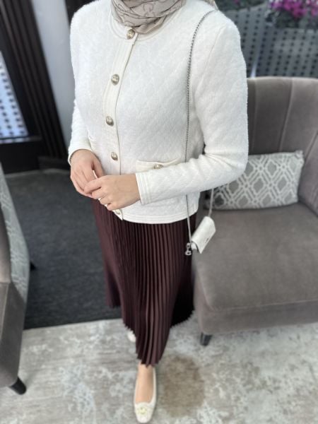Tüylü ceket beyaz