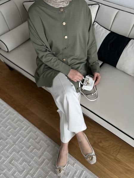 Merserize Hırka Çağla Yeşili