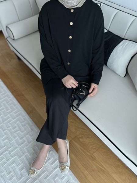 Merserize Hırka Siyah