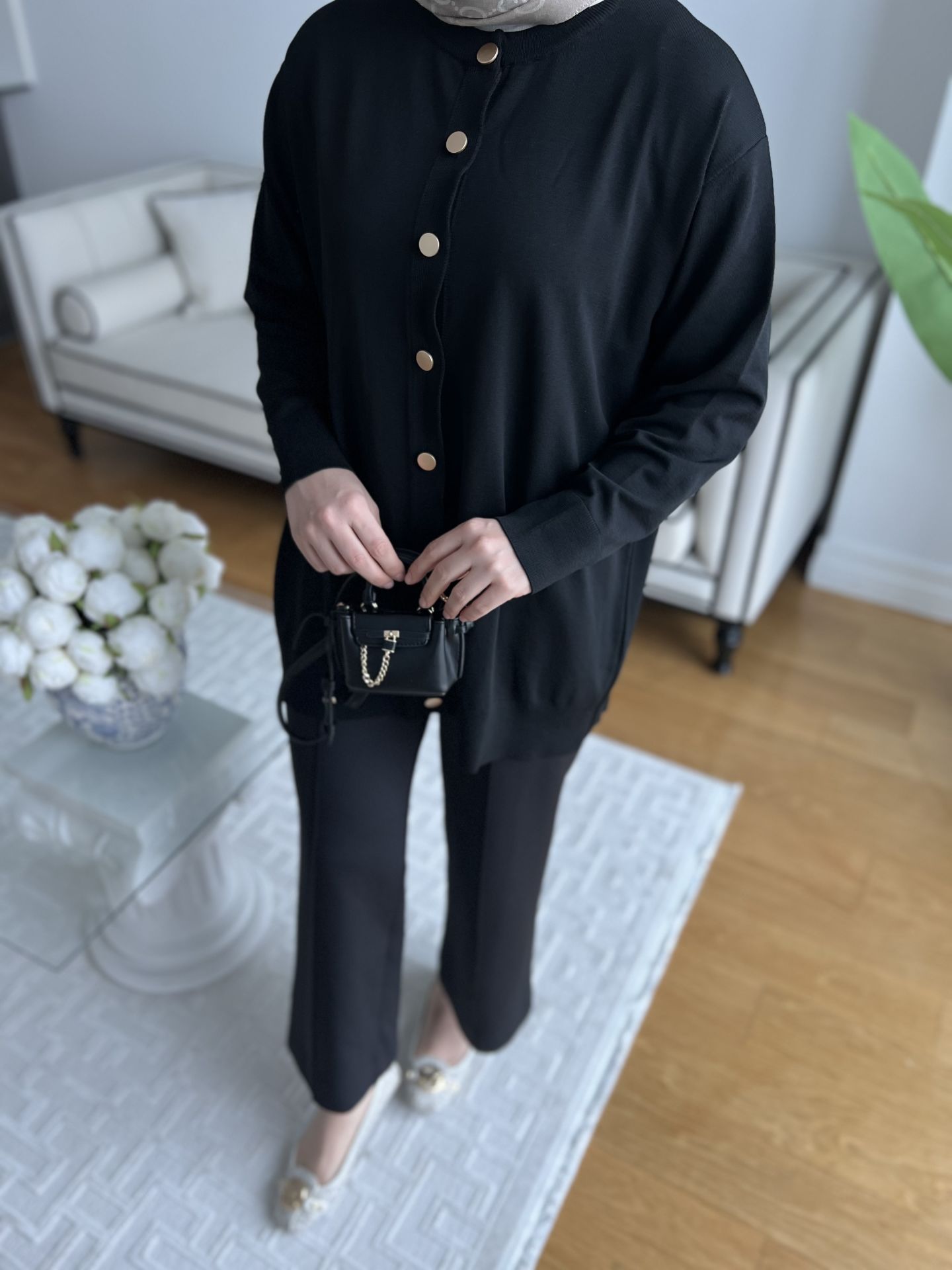 Merserize Hırka Siyah