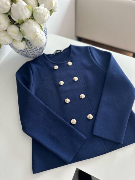 Bisiklet Yaka Hırka Lacivert