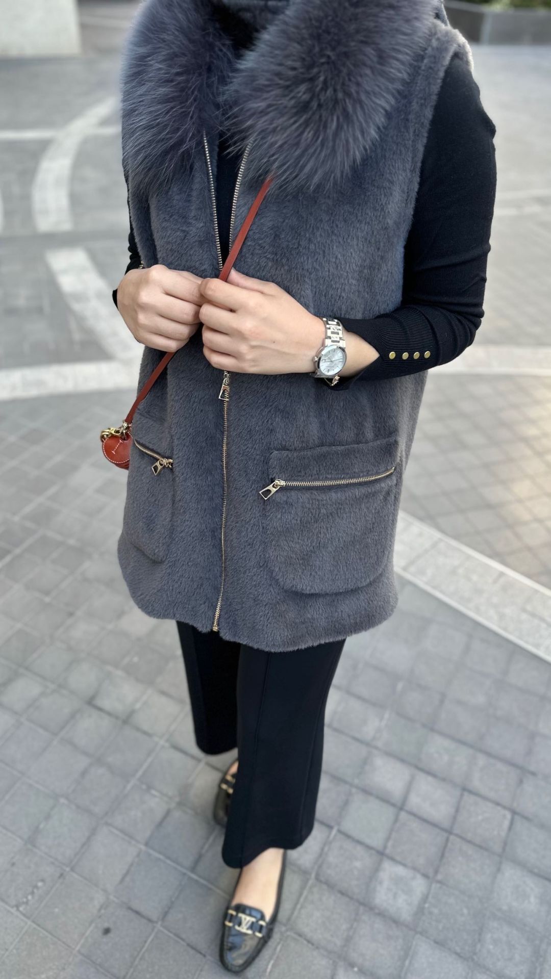 Angora yelek antrasit