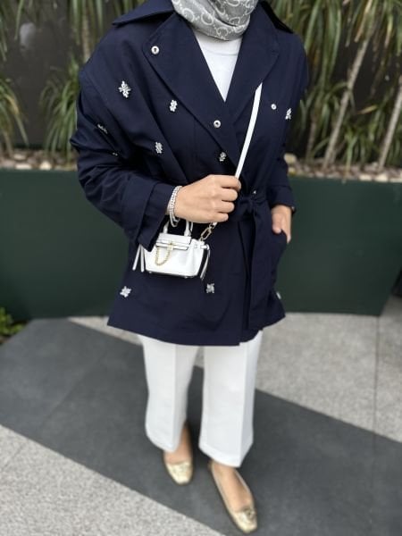 Zr model taşlı trenç