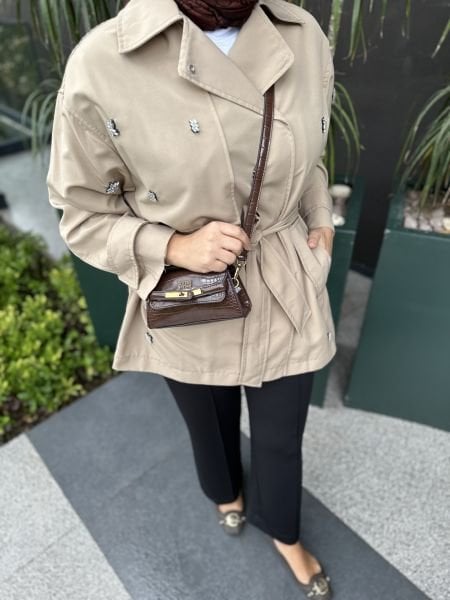 Zr model taşlı trenç