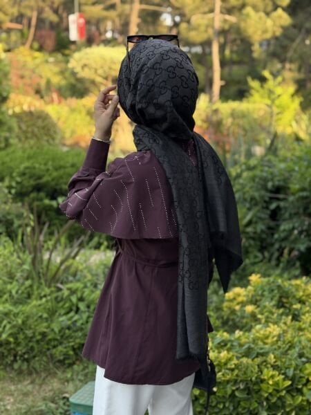 Pelerin ışıltılı gömlek bordo