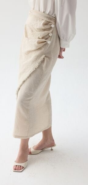 İnci Detaylı Anvelop Etek Krem