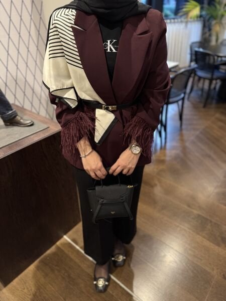 Tüylü Ceket / BORDO