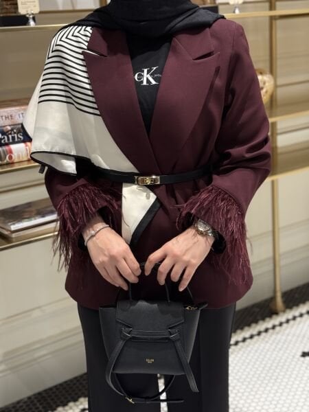 Tüylü Ceket / BORDO