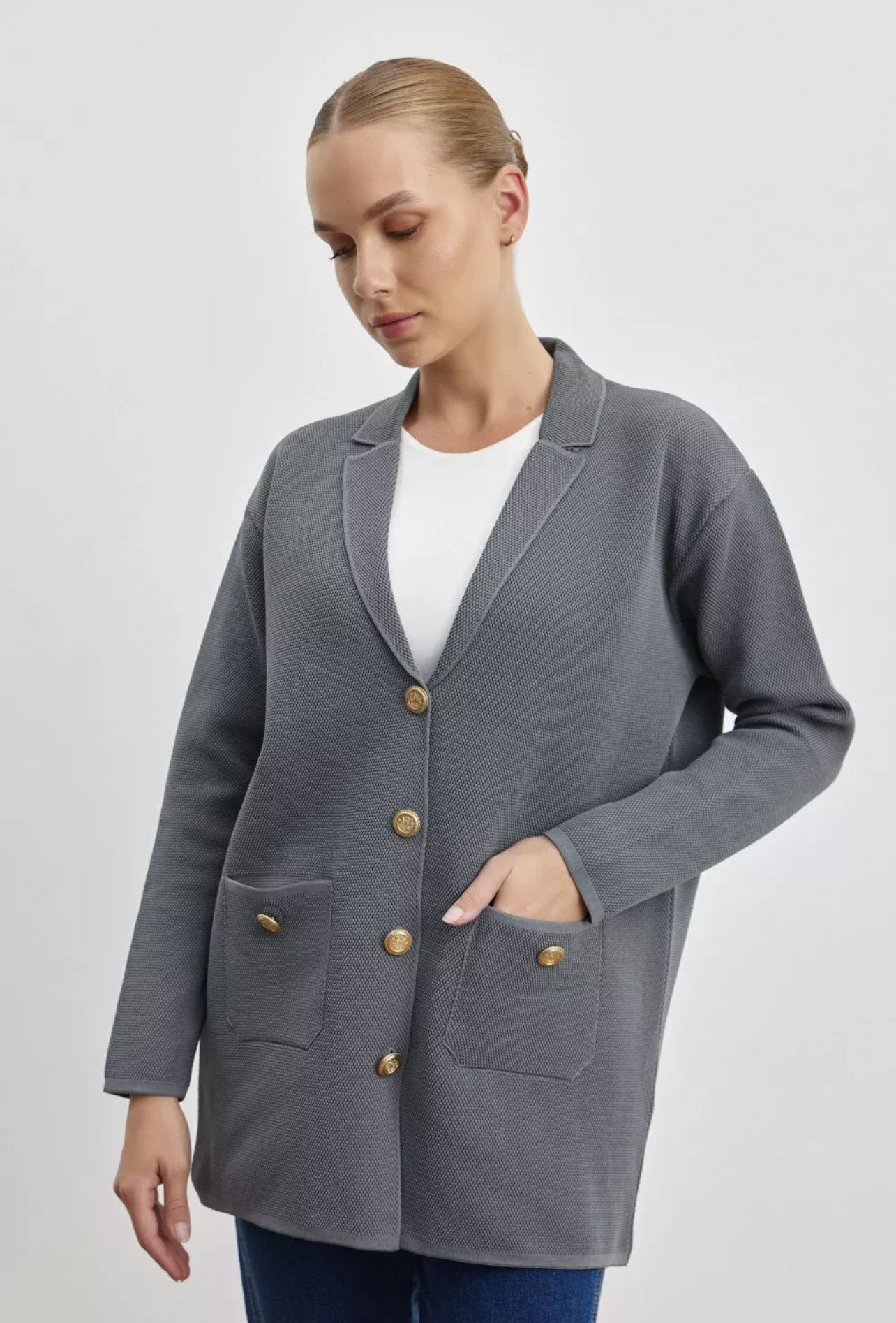 Blazer Triko Hırka GRİ