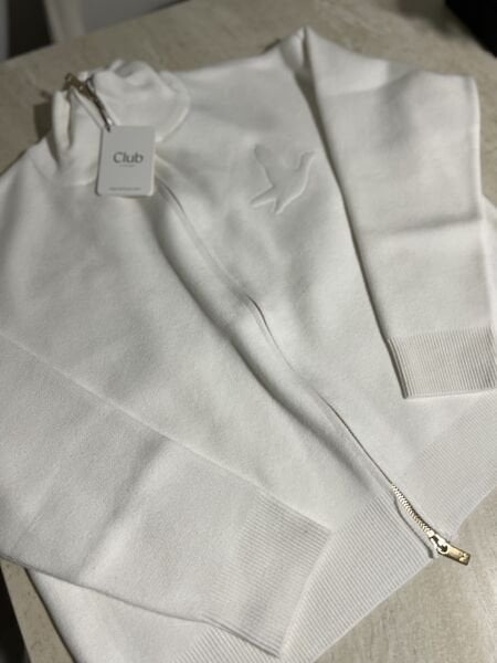 logolu çift fermuar hrka beyaz