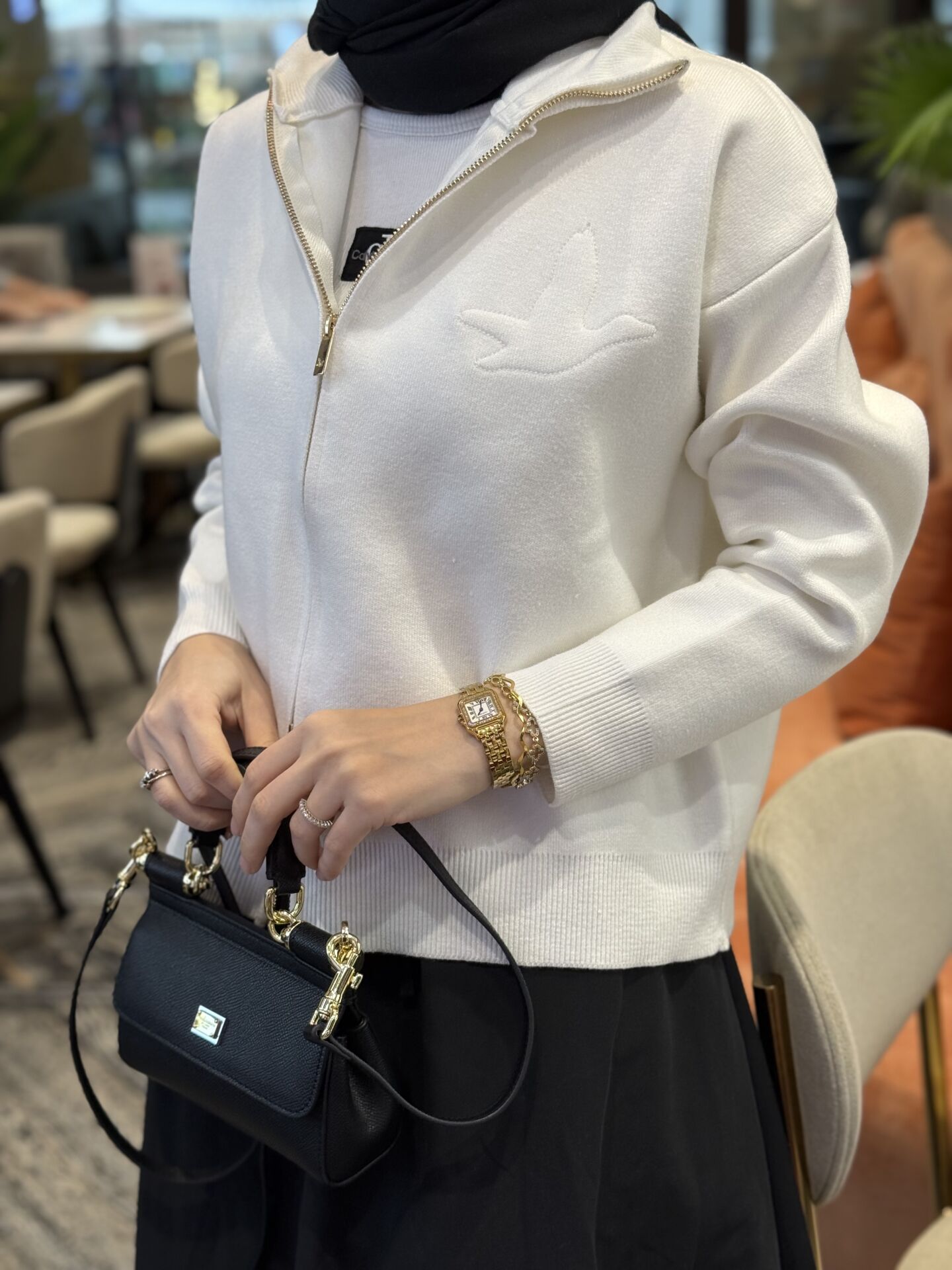 logolu çift fermuar hrka beyaz