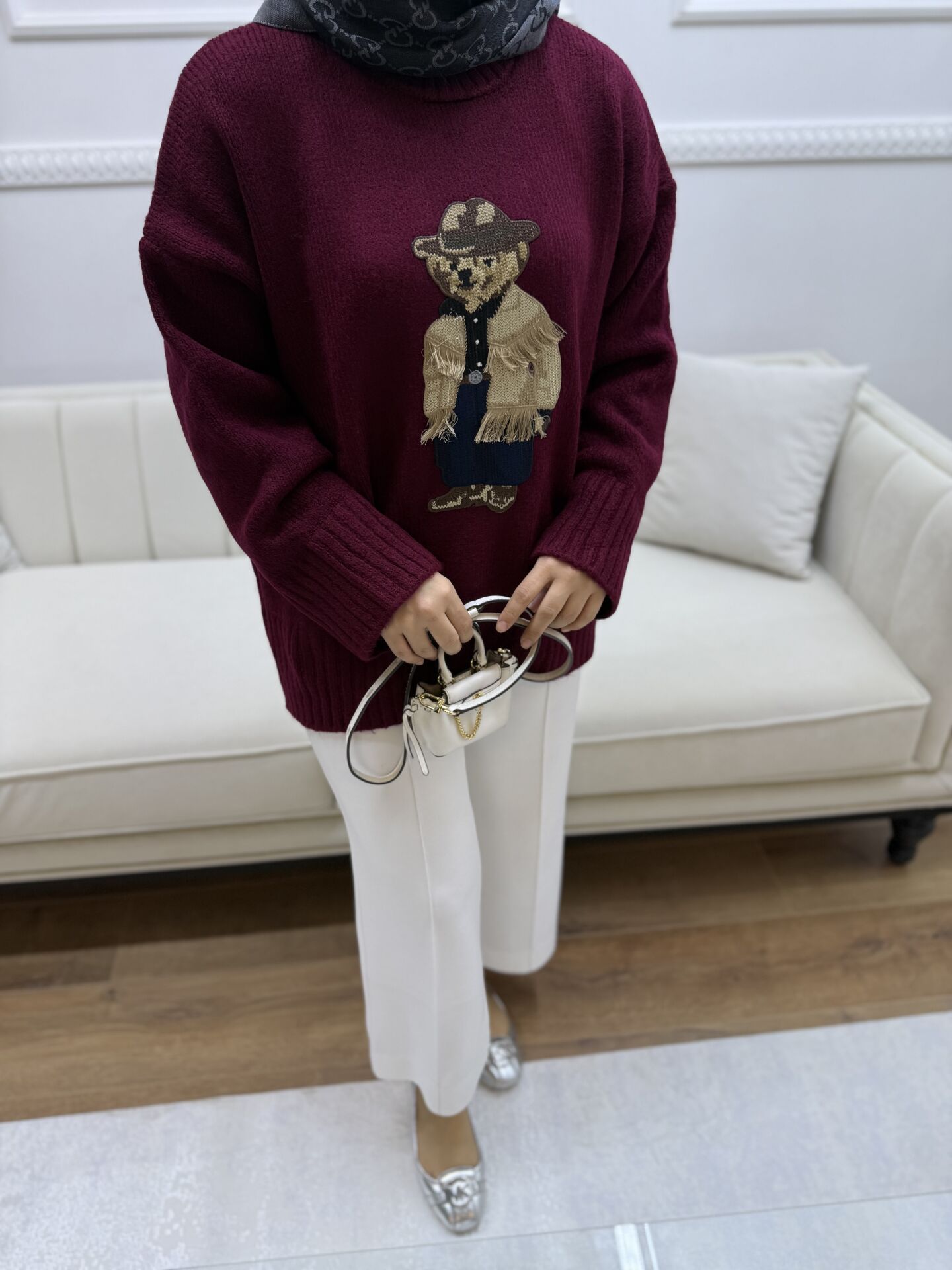 Ayıcıklı Kazak Bordo