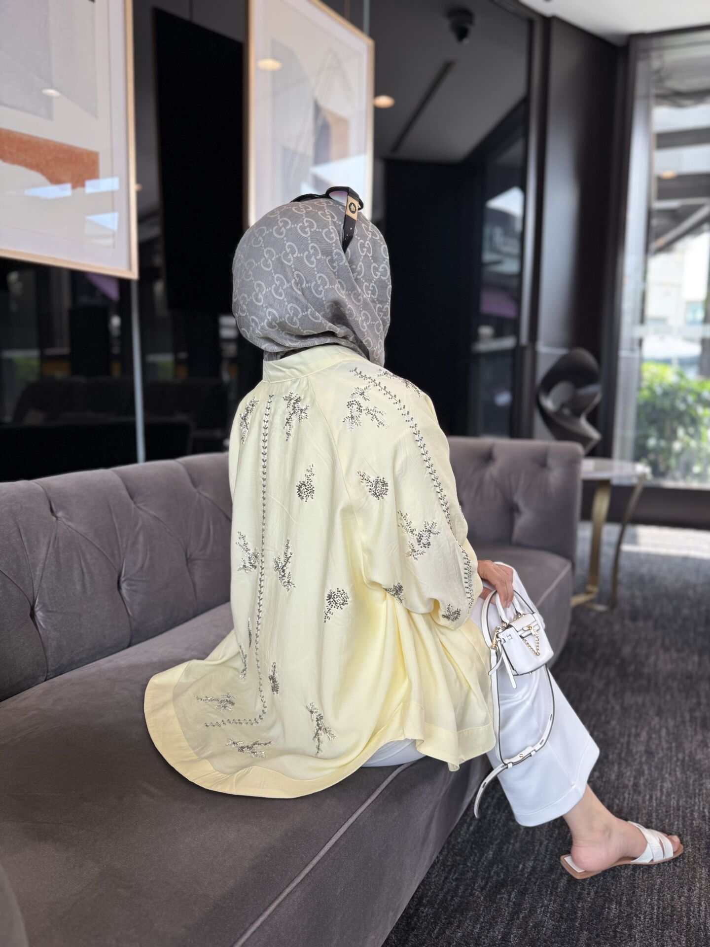 İşlemeli kimono SARI