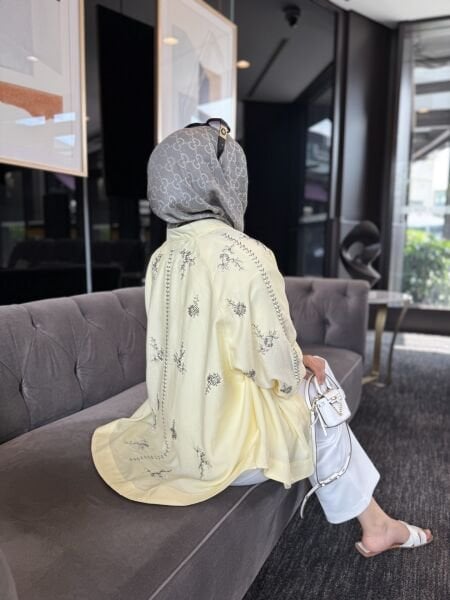 İşlemeli kimono SARI