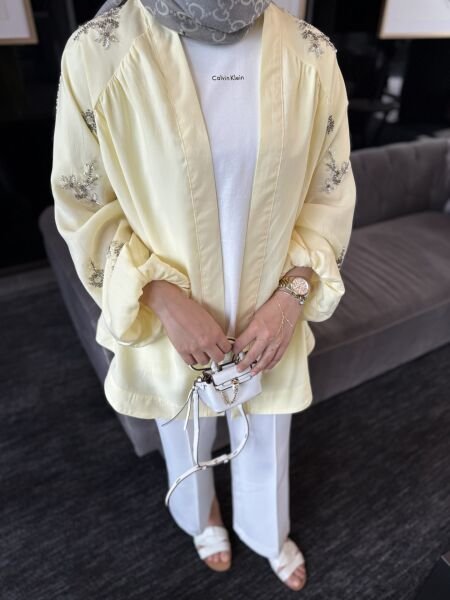 İşlemeli kimono SARI
