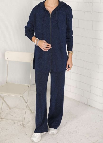 Simli merserize takım lacivert